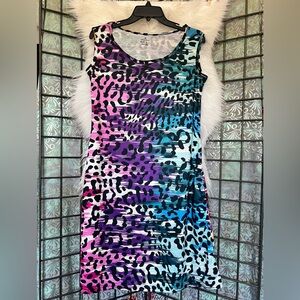 Rainbow Leopard Dress NWOT with Pockets